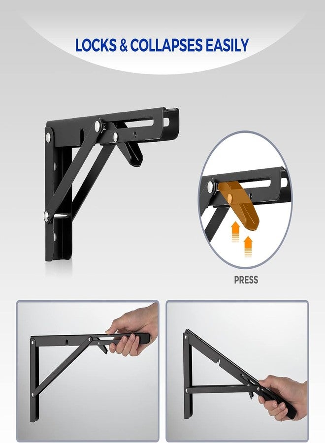 JUGTE Folding Shelf Brackets Heavy Duty Metal Collapsible Shelf Bracket for Bench Table, Shelf Hinge Wall Mounted Space Saving DIY Bracket (40 CM, 2) - Image 4